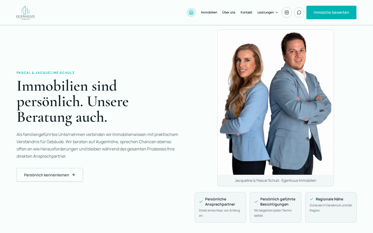 Über-uns-Bereich mit Pascal und Jacqueline Schulz