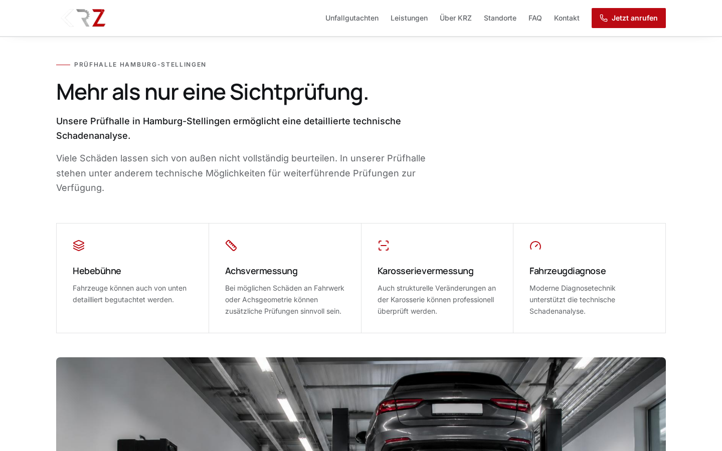 Krz Prüfhalle Website Section · krz-sachverstand.de