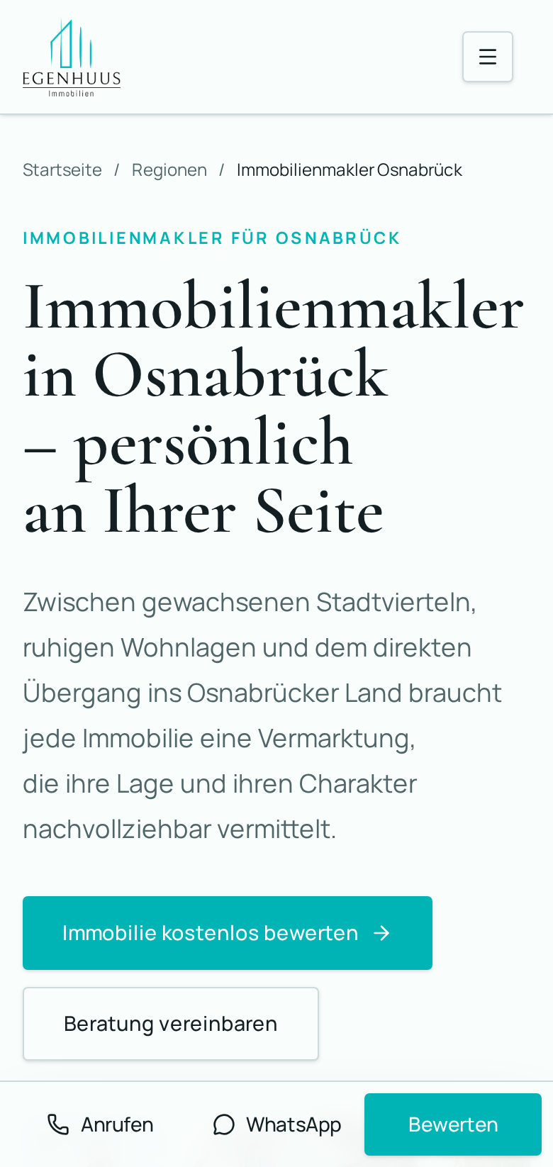 Mobile SEO-Seite von Egenhuus Immobilien