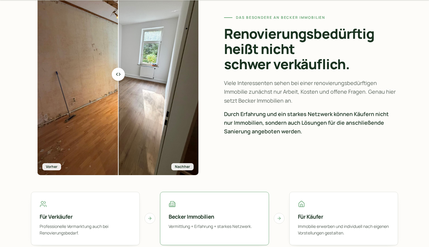 Bereich zu renovierungsbedürftigen Immobilien