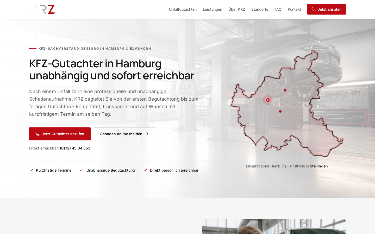 Website von KRZ Sachverständigenbüro