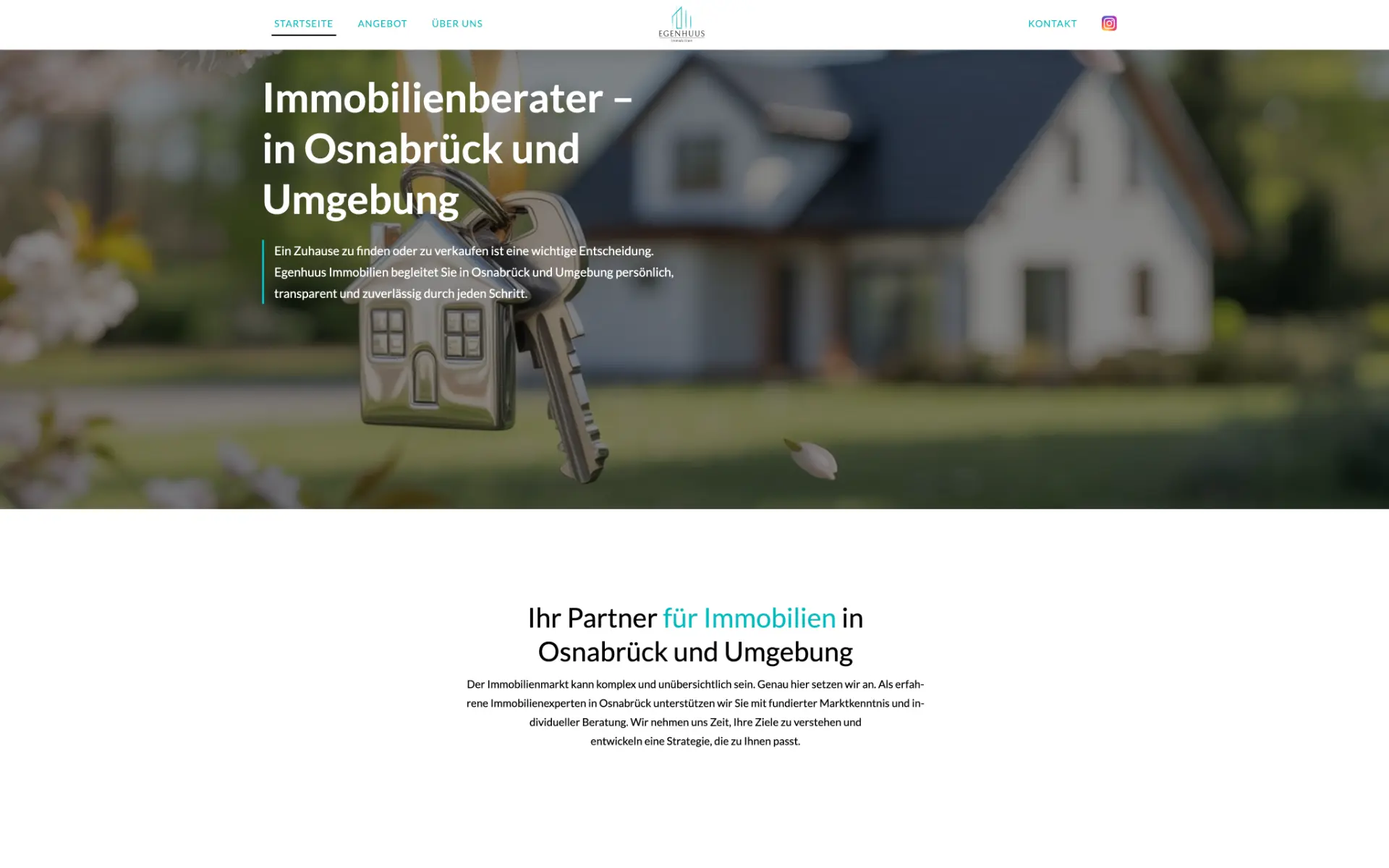 Vorher-Nachher-Vergleich der Egenhuus Immobilien Website – vorher