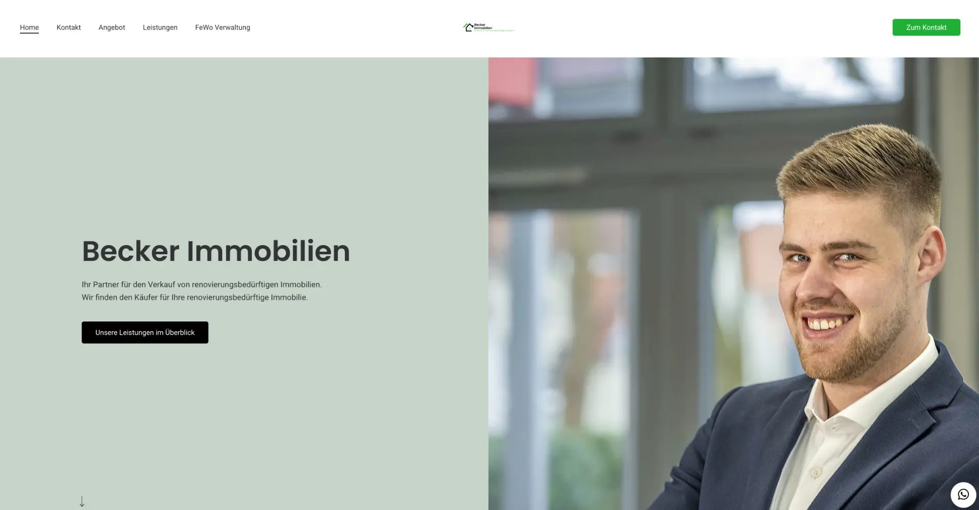 Website von Becker Immobilien vor dem Relaunch