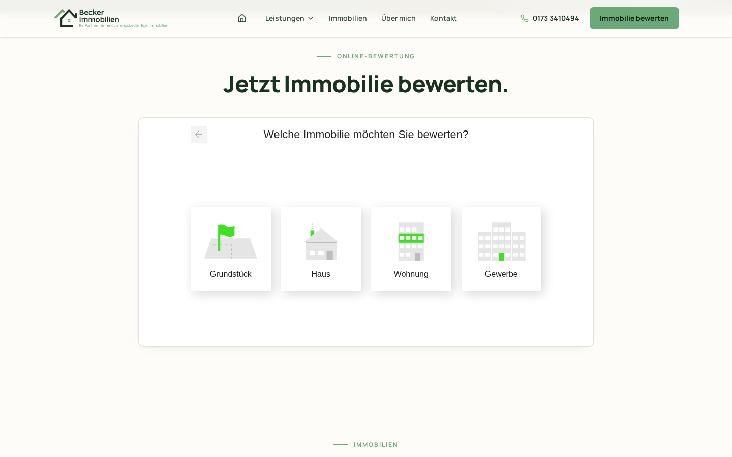 Eingebundene Online-Immobilienbewertung