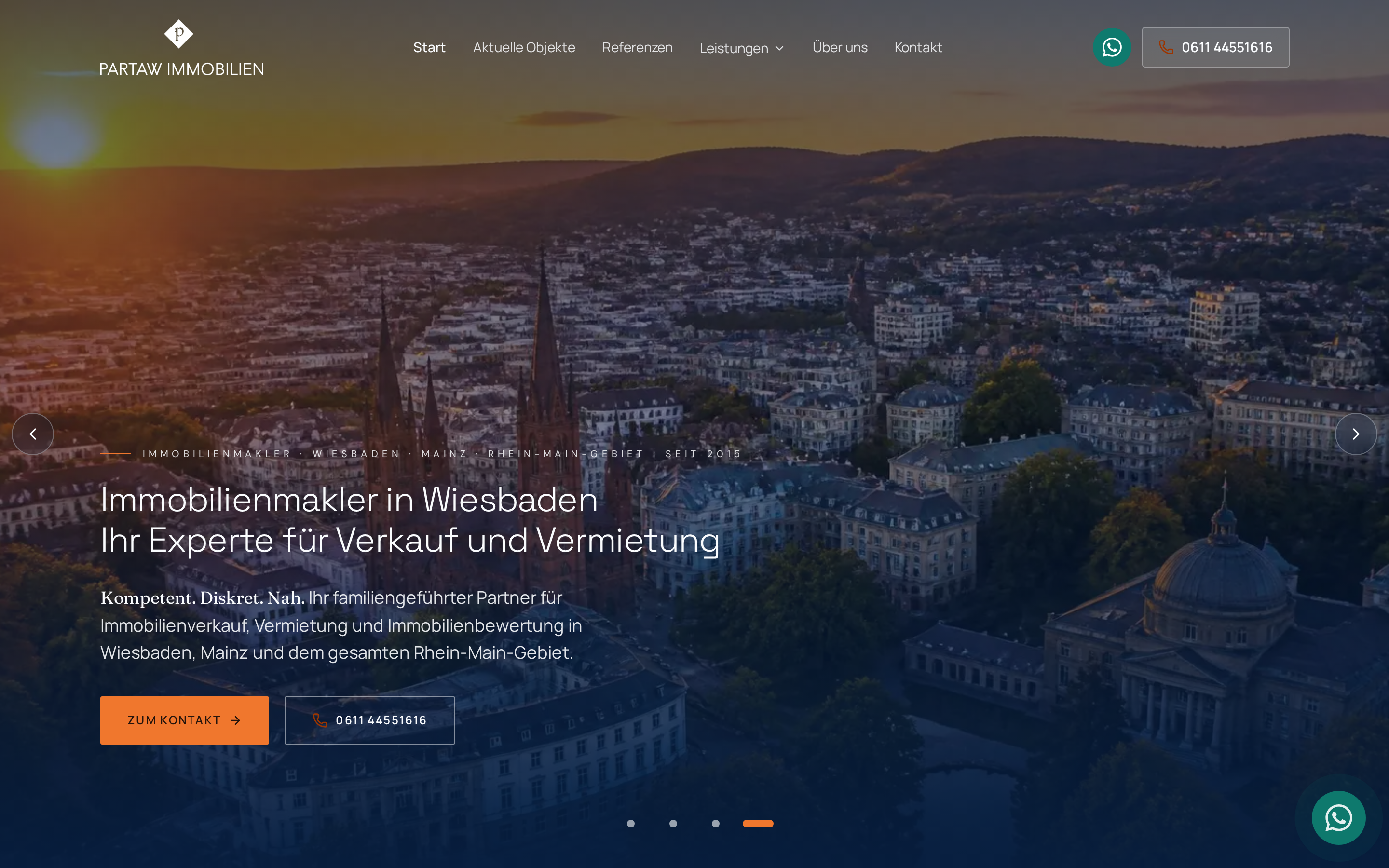 Website von Partaw Immobilien in der Desktop-Ansicht