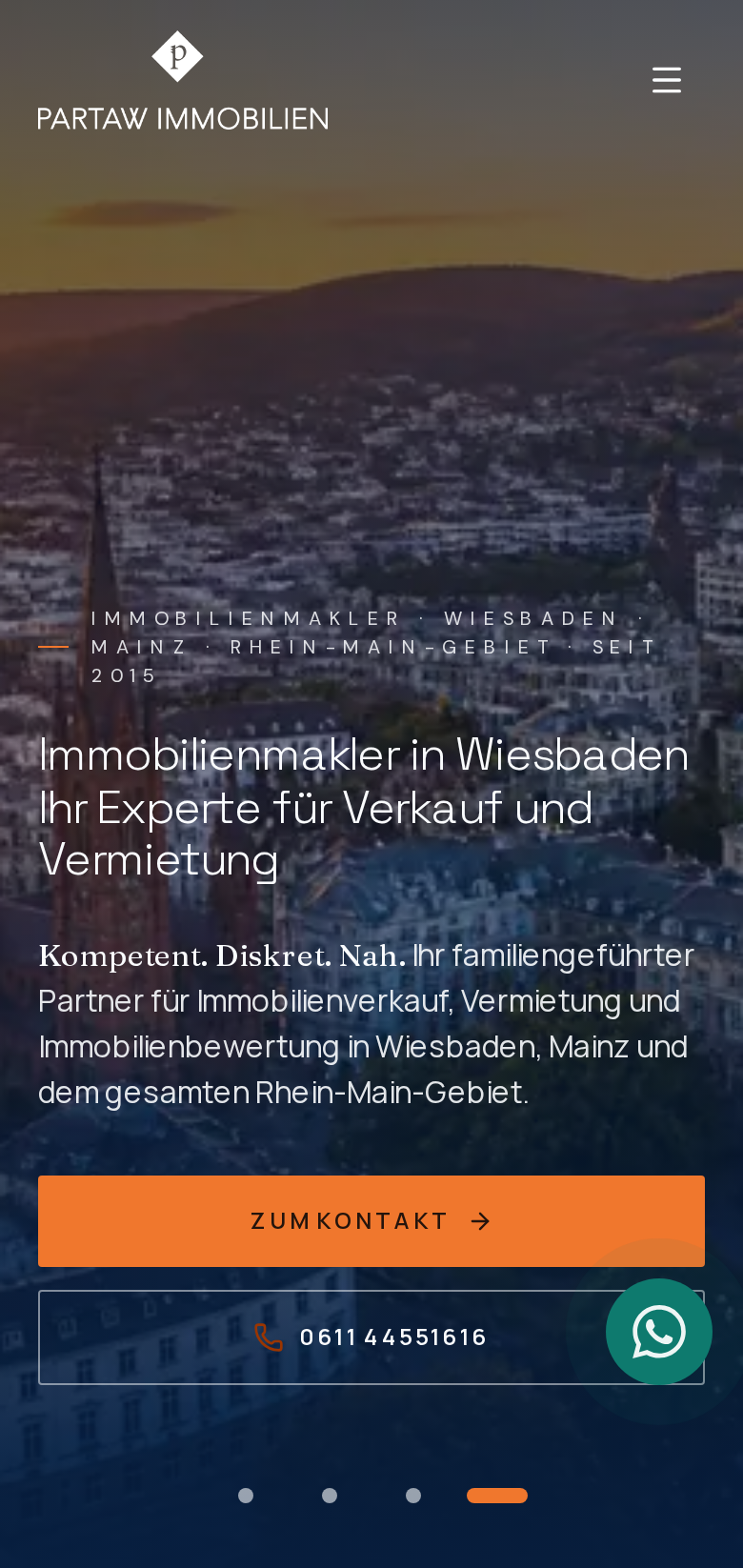 Website von Partaw Immobilien in der mobilen Ansicht