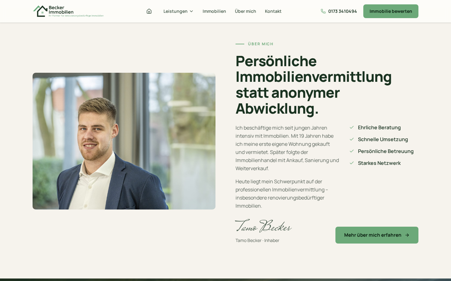 Über-mich-Bereich mit Tamo Becker